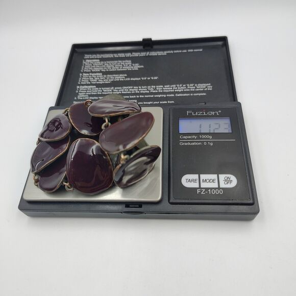 Cecile Jeanne Paris Burgundy Plum Color Enamel Panel Statement Necklace Rare - Picture 14 of 15